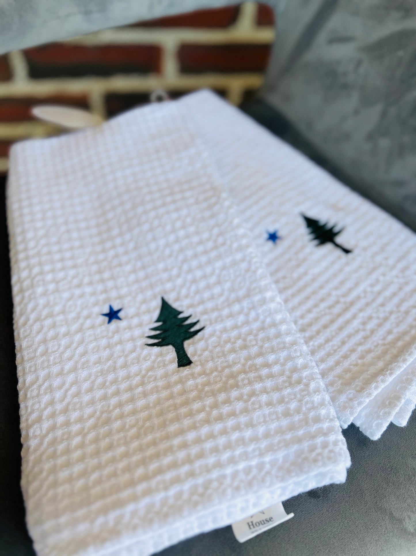 1901 Flag Embroidered Waffle Towel