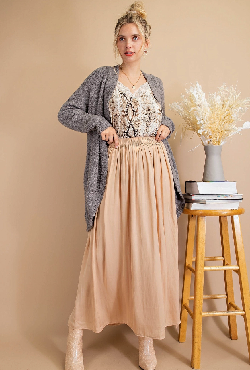 Classic A Line Skirt Taupe Medium