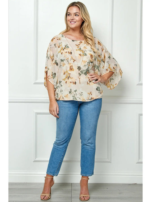 Kimono Sleeve Blouse w/ Necklace