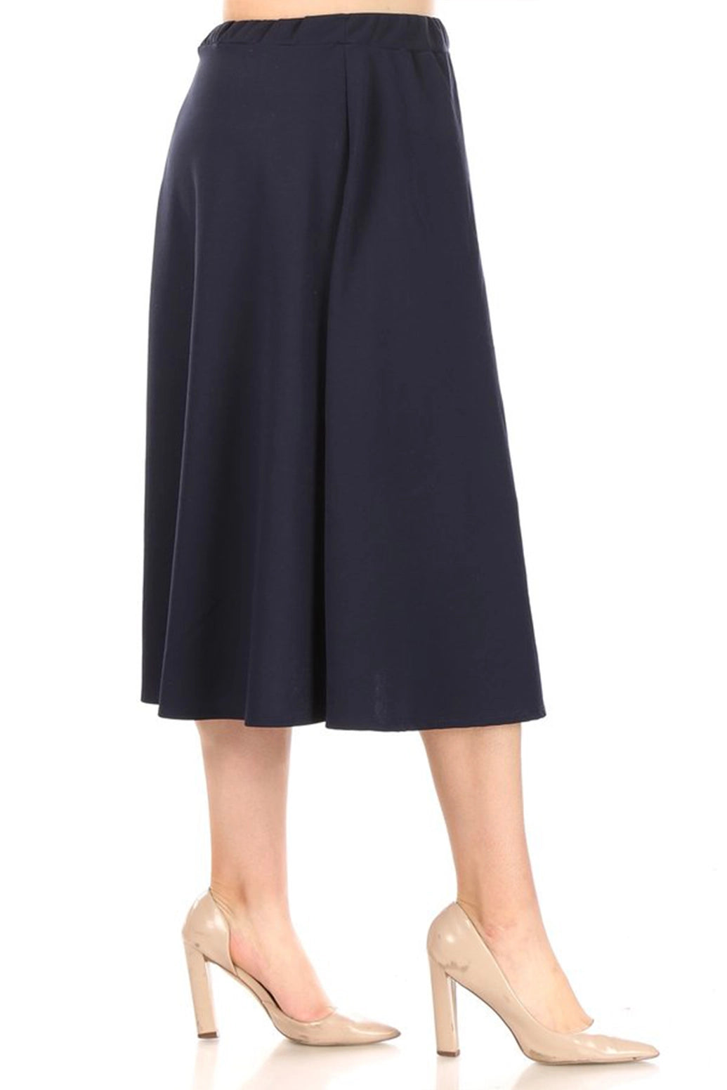 A-Line High Waist Midi Skirt