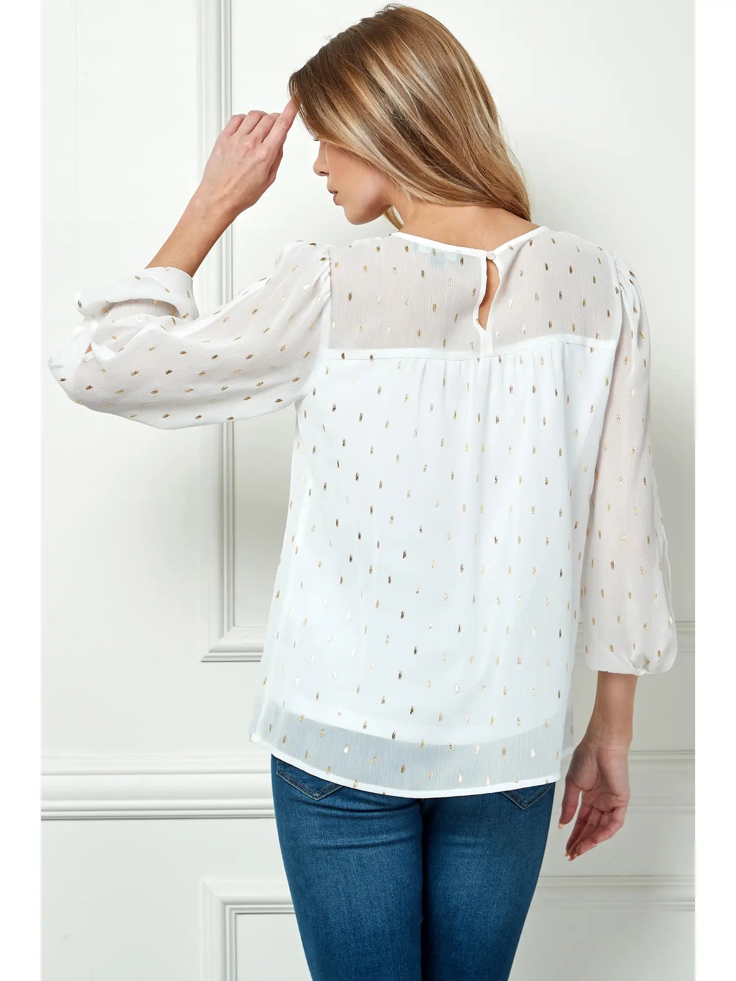 Missy Foil Overlay Top